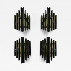 Biancardi Jordan Pair of Hammered Glass Gilt Iron Sconces by Biancardi Italy 1970s - 4197837