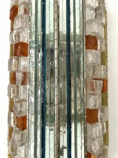 Biancardi Jordan Pair of Hammered Glass Silver Iron Sconces by Biancardi Italy 1970s - 4397437