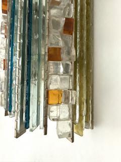 Biancardi Jordan Pair of Hammered Glass Silver Iron Sconces by Biancardi Italy 1970s - 4397438