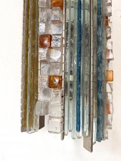 Biancardi Jordan Pair of Hammered Glass Silver Iron Sconces by Biancardi Italy 1970s - 4397441