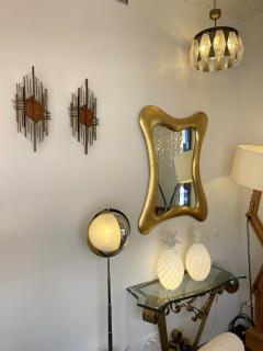 Biancardi Jordan Pair of Hammered Glass Wrought Gilt Iron Sconces by Biancardi Italy 1970s - 2554990