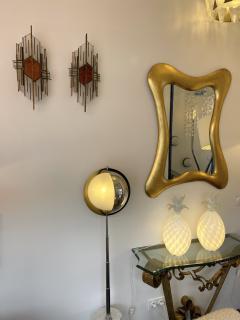 Biancardi Jordan Pair of Hammered Glass Wrought Gilt Iron Sconces by Biancardi Italy 1970s - 2555069
