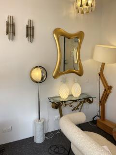 Biancardi Jordan Pair of Hammered Glass Wrought Gilt Iron Sconces by Biancardi Italy 1970s - 2555195