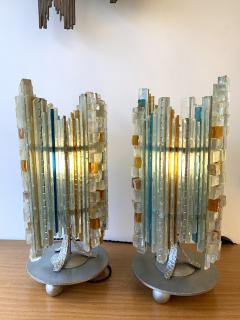 Biancardi Jordan Pair of Lamps Glass and Wrought Iron by Biancardi Jordan Arte Italy 1970s - 1607269