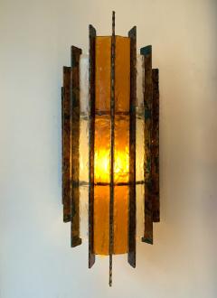 Biancardi Jordan Pair of Sconces Metal Glass Gold Leaf by Biancardi Arte Italy 1970s - 1177421