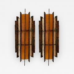 Biancardi Jordan Pair of Sconces Metal Glass Gold Leaf by Biancardi Arte Italy 1970s - 1177910