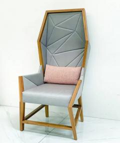 Bias Hooded Lounge Chair Faceted Wingback Inspired by Louis XV Sentry - 3175922