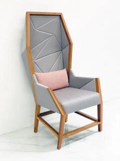 Bias Hooded Lounge Chair Faceted Wingback Inspired by Louis XV Sentry - 3175955