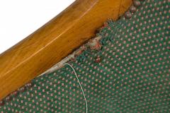 Biedermeier Birch Veneer Green Upholstered Bergere Armchair - 4658202
