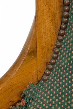 Biedermeier Birch Veneer Green Upholstered Bergere Armchair - 4658204