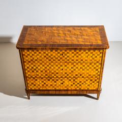 Biedermeier Chest of Drawers with Checkerboard Veneer Pattern Germany - 4704588