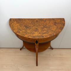 Biedermeier Demi Lune Console Cherrywood Birch Burl Franconia circa 1830 - 4542627