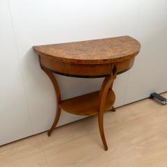 Biedermeier Demi Lune Console Cherrywood Birch Burl Franconia circa 1830 - 4542628