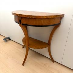 Biedermeier Demi Lune Console Cherrywood Birch Burl Franconia circa 1830 - 4542630