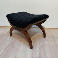 Biedermeier Gondola Stool Tabouret Walnut Black Velvet South Germany ca 1880 - 1539350