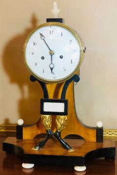Biedermeier Mantle Clock with Ebonized Details and Hoof Legs Silk Suspension - 2975836