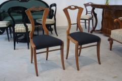 Biedermeier Set of Three Walnut Chairs Vienna c 1825  - 3534856