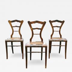 Biedermeier Set of Three Walnut Chairs Vienna c 1825  - 3536179