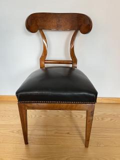 Biedermeier Shovel Chair Walnut Veneer Black Leather Austria circa 1820 - 3711071