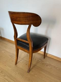 Biedermeier Shovel Chair Walnut Veneer Black Leather Austria circa 1820 - 3711077