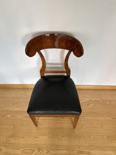 Biedermeier Shovel Chair Walnut Veneer Black Leather Austria circa 1820 - 3711078