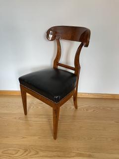 Biedermeier Shovel Chair Walnut Veneer Black Leather Austria circa 1820 - 3711080