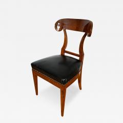 Biedermeier Shovel Chair Walnut Veneer Black Leather Austria circa 1820 - 3713121