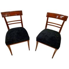 Biedermeier Side Chair Mahogany Ebony Inlays Black Velvet Austria circa 1820 - 4219685