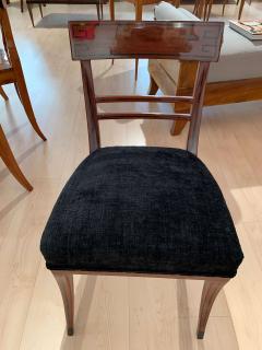 Biedermeier Side Chair Mahogany Ebony Inlays Black Velvet Austria circa 1820 - 4219689