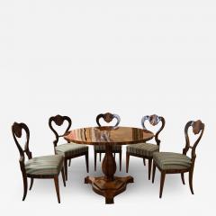 Biedermeier Walnut Set of Five Chairs Table Vienna c 1825  - 3440061