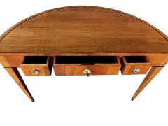 Biedermeier style cherrywood 3 drawer demilune writing desk - 2614030