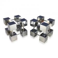 Bill Curry Midcentury Design Line Inc Bill Curry Stainless Modernist Cube Bookends - 2487858