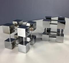 Bill Curry Midcentury Design Line Inc Bill Curry Stainless Modernist Cube Bookends - 2487859