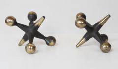 Bill Curry Pair Bronze Bill Curry Handmade Oversize Jacks Jax Bookends or Doorstop 1960s - 4080161