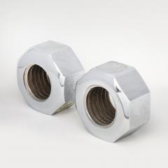 Bill Curry Pair of Bill Curry Design Line Nut Bookends Nickel Chrome Cast Iron Signed - 4549350