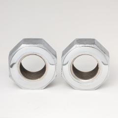 Bill Curry Pair of Bill Curry Design Line Nut Bookends Nickel Chrome Cast Iron Signed - 4549351