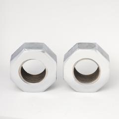 Bill Curry Pair of Bill Curry Design Line Nut Bookends Nickel Chrome Cast Iron Signed - 4549360