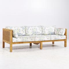 Billy Baldwin Billy Baldwin for Bielecky Brothers MCM Rattan Cane and Brass Tuxedo Sofa - 3846682