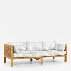 Billy Baldwin Billy Baldwin for Bielecky Brothers MCM Rattan Cane and Brass Tuxedo Sofa - 3863531