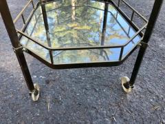 Billy Baldwin Handsome French Octagonal Brass Rolling Bar Cart Mid Century Modern - 3396981