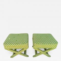 Billy Baldwin Lovely Pair of Midcentury X Base Ottoman Stools by Billy Baldwin - 1582834