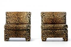 Billy Baldwin Pair of Billy Baldwin Regency Style Leopard Velvet Slipper Chairs c 1970s - 3293871