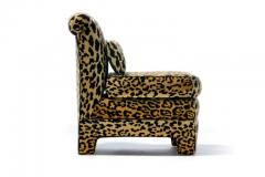 Billy Baldwin Pair of Billy Baldwin Regency Style Leopard Velvet Slipper Chairs c 1970s - 3293872