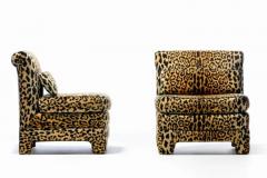 Billy Baldwin Pair of Billy Baldwin Regency Style Leopard Velvet Slipper Chairs c 1970s - 3293873