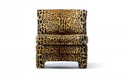 Billy Baldwin Pair of Billy Baldwin Regency Style Leopard Velvet Slipper Chairs c 1970s - 3293874