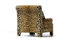 Billy Baldwin Pair of Billy Baldwin Regency Style Leopard Velvet Slipper Chairs c 1970s - 3293881