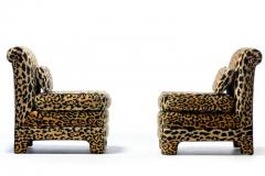 Billy Baldwin Pair of Billy Baldwin Regency Style Leopard Velvet Slipper Chairs c 1970s - 3293883