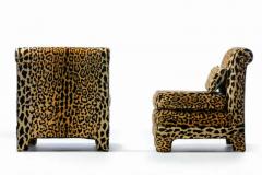 Billy Baldwin Pair of Billy Baldwin Regency Style Leopard Velvet Slipper Chairs c 1970s - 3293889