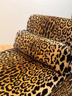 Billy Baldwin Pair of Billy Baldwin Style Leopard Velvet Slipper Chairs c 1970s - 4611421