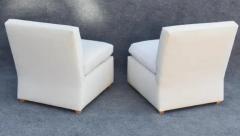 Billy Baldwin Pair of Signed Billy Baldwin White Upholstered Postmodern Slipper Lounge Chairs - 3294139